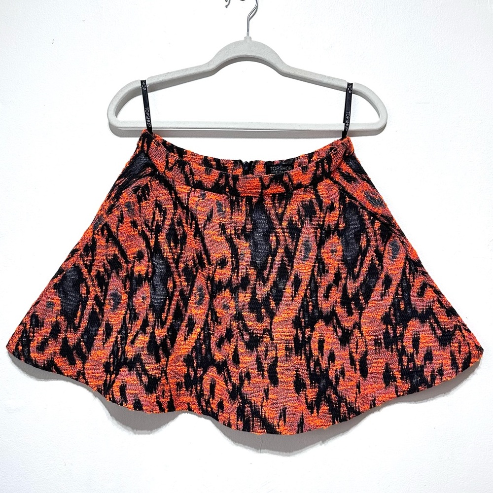 NWOT Topshop Orange Black Skater Skirt Size 6